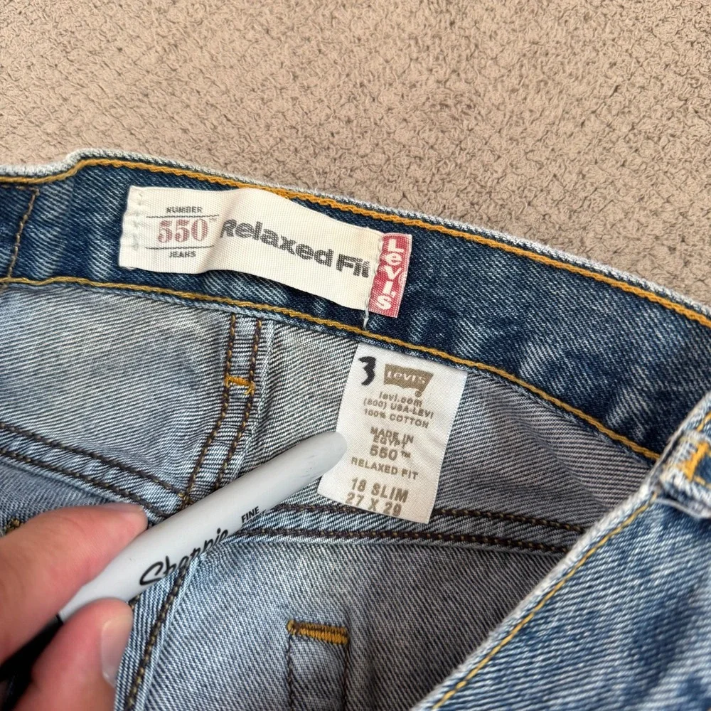 Vintage 1990s Levi's 550 Relaxed Fit Jeans Medium Wash Denim 18 Slim 27x29